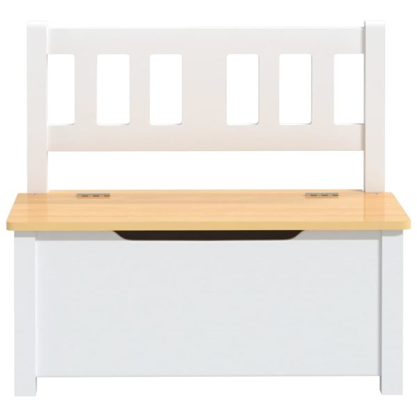 Banco de arrumação infantil 60x30x55 cm MDF branco e bege - Image 2
