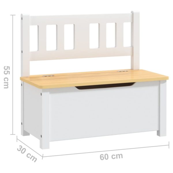 Banco de arrumação infantil 60x30x55 cm MDF branco e bege - Image 6