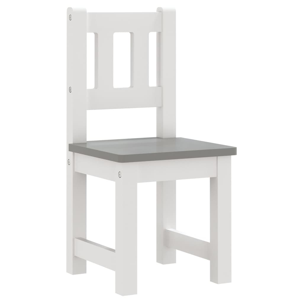 3 pcs conjunto mesa e cadeiras infantil MDF branco e cinzento - Image 3