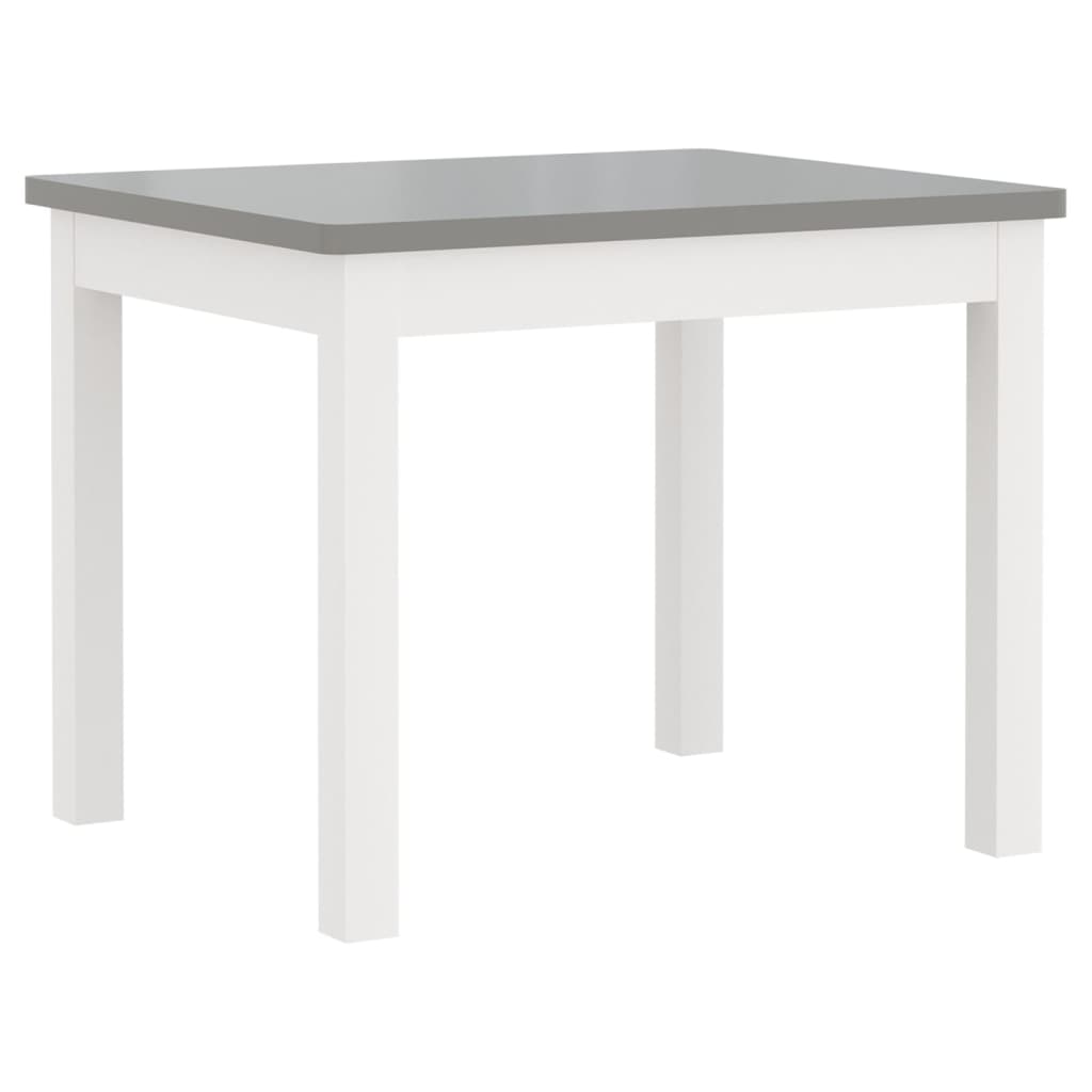 3 pcs conjunto mesa e cadeiras infantil MDF branco e cinzento - Image 5