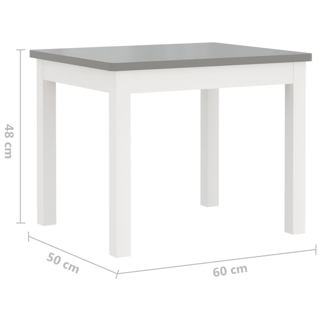 3 pcs conjunto mesa e cadeiras infantil MDF branco e cinzento - Image 8