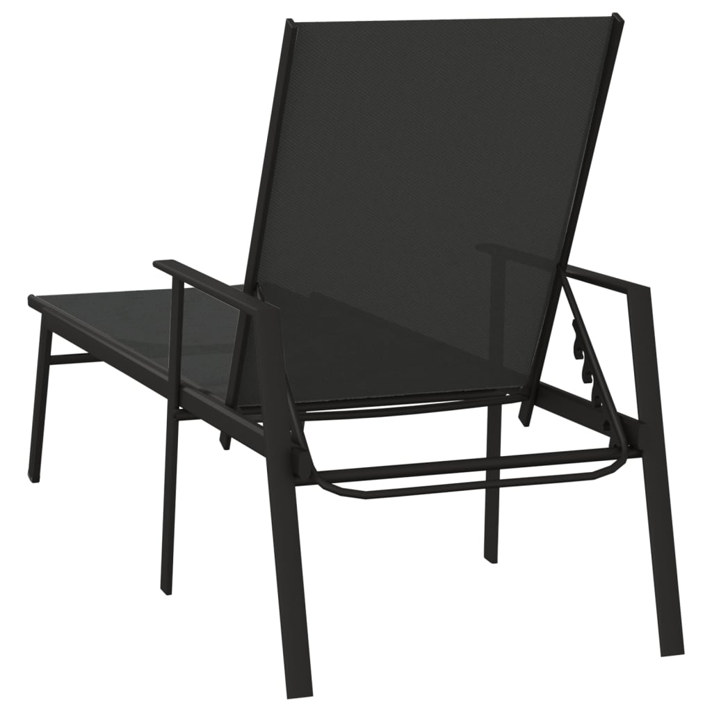 Espreguiçadeira em aço e textilene preto - Image 4