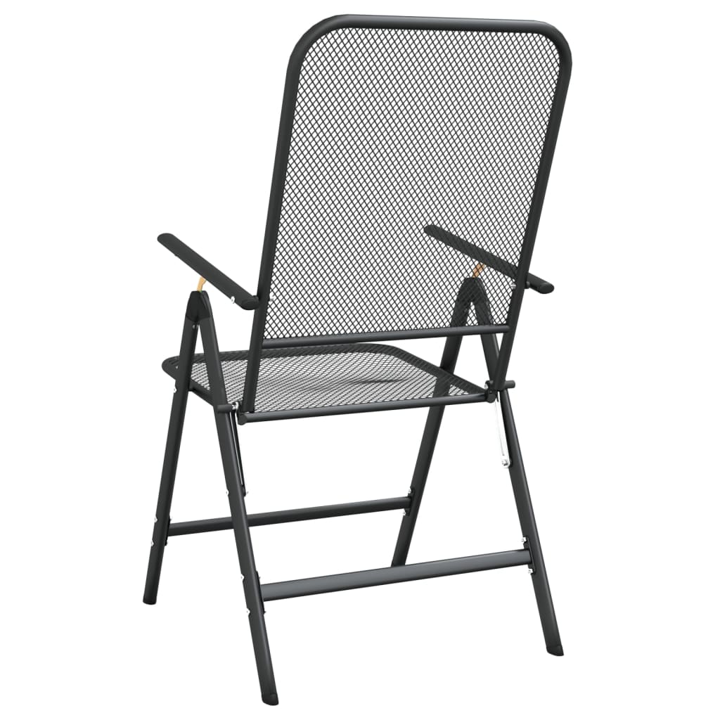 Cadeiras jardim dobráveis 2 pcs malha metal expandido antracite - Image 5