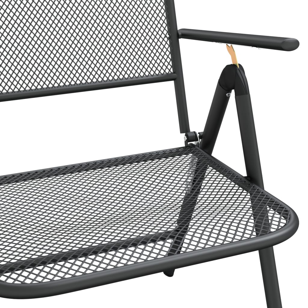 Cadeiras jardim dobráveis 2 pcs malha metal expandido antracite - Image 7
