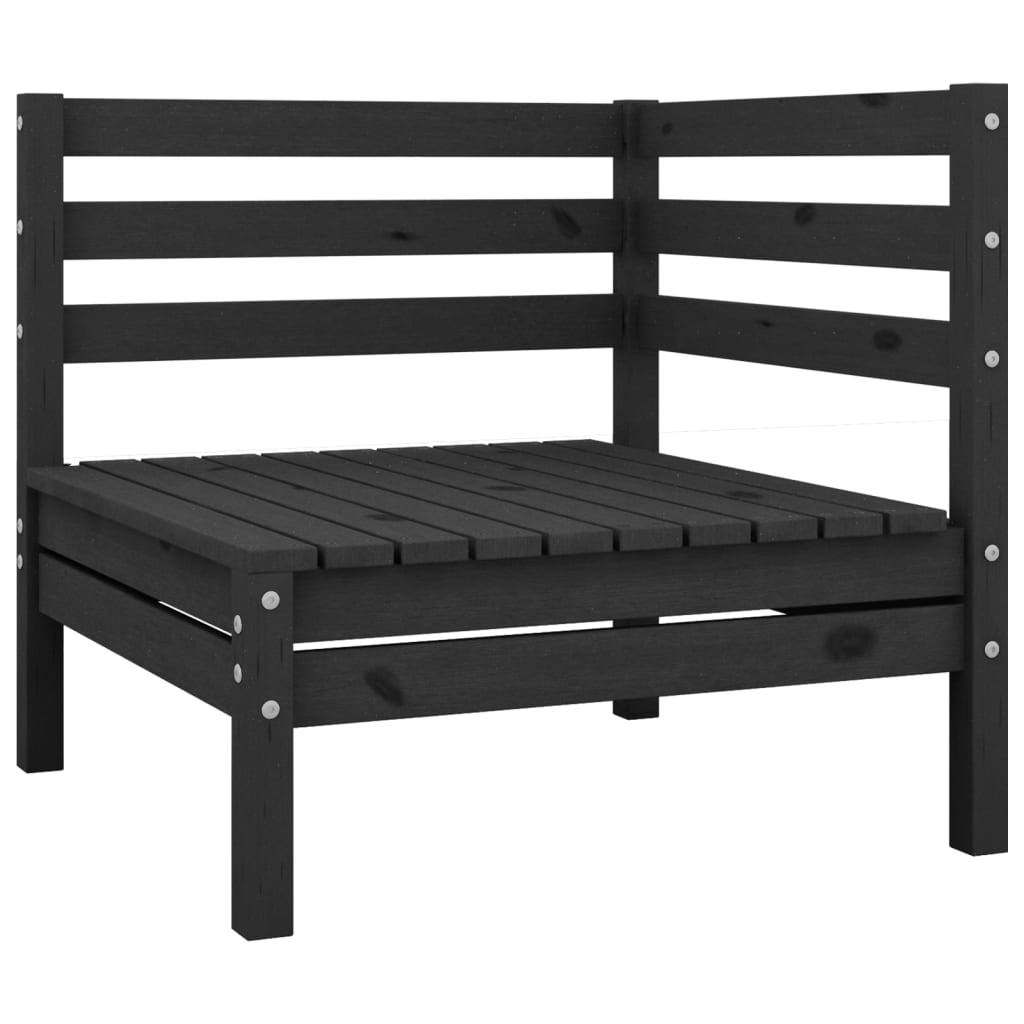 3 pcs conjunto lounge de jardim pinho maciço preto - Image 2