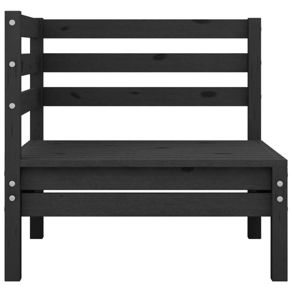 3 pcs conjunto lounge de jardim pinho maciço preto - Image 4