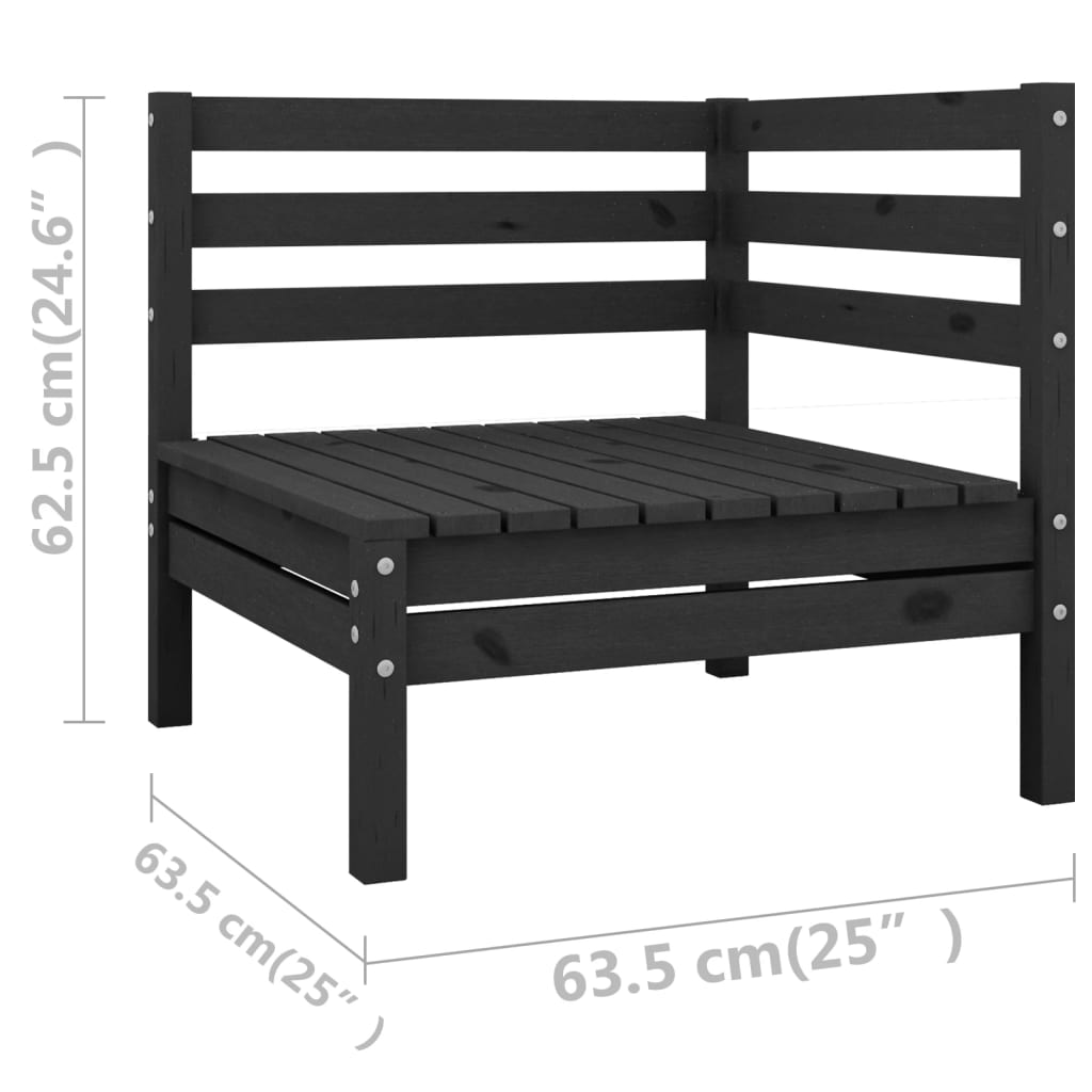 3 pcs conjunto lounge de jardim pinho maciço preto - Image 10