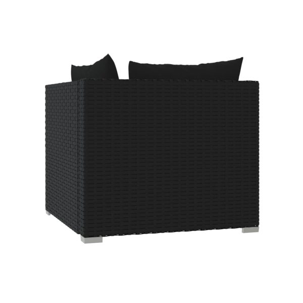Sofá com almofadões 2 lugares vime PE preto - Image 7