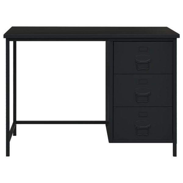 Secretária industrial c/ gavetas 105x52x75 cm aço preto - Image 2