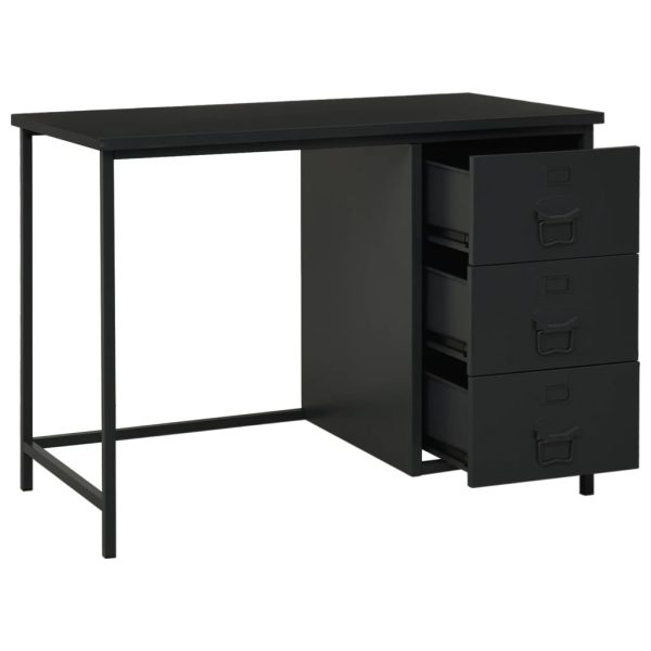 Secretária industrial c/ gavetas 105x52x75 cm aço preto - Image 3