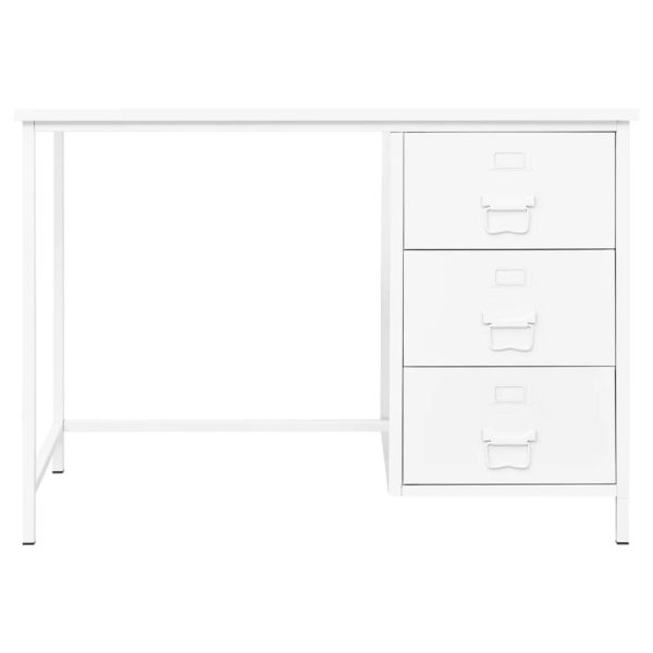 Secretária industrial c/ gavetas 105x52x75 cm aço branco - Image 2
