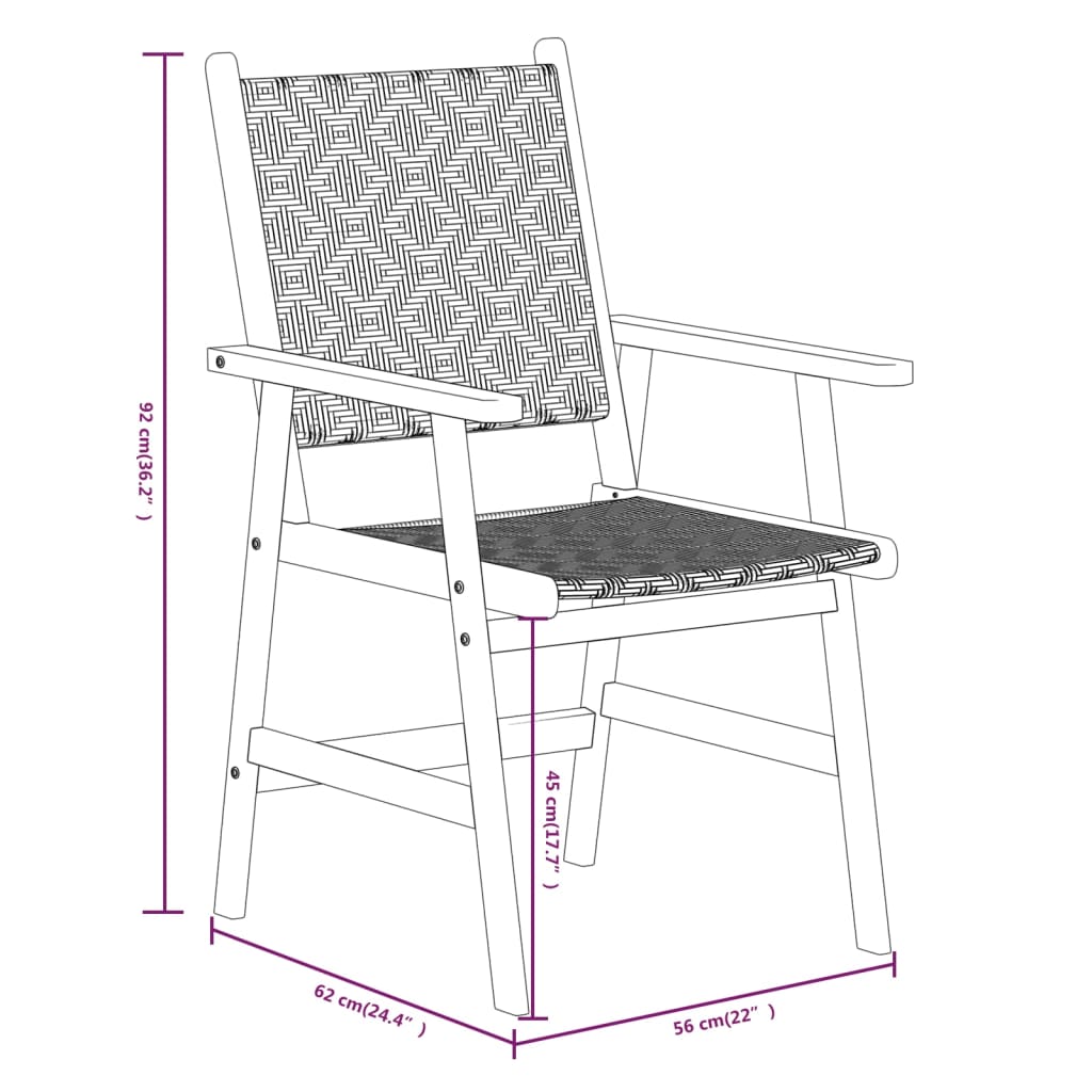 5 pcs conjunto de jantar para jardim madeira de acácia maciça - Image 7