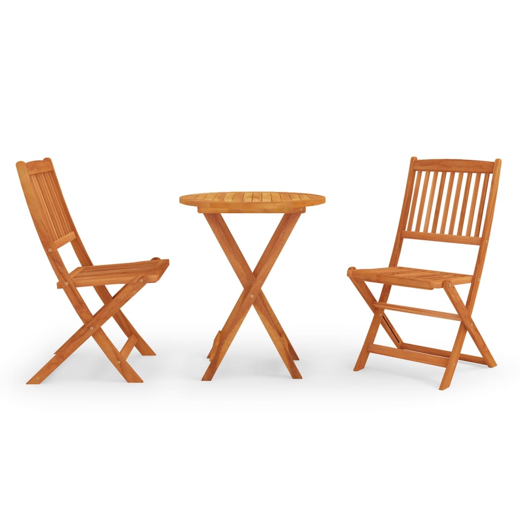 3 pcs conj. jantar exterior dobrável madeira eucalipto maciça