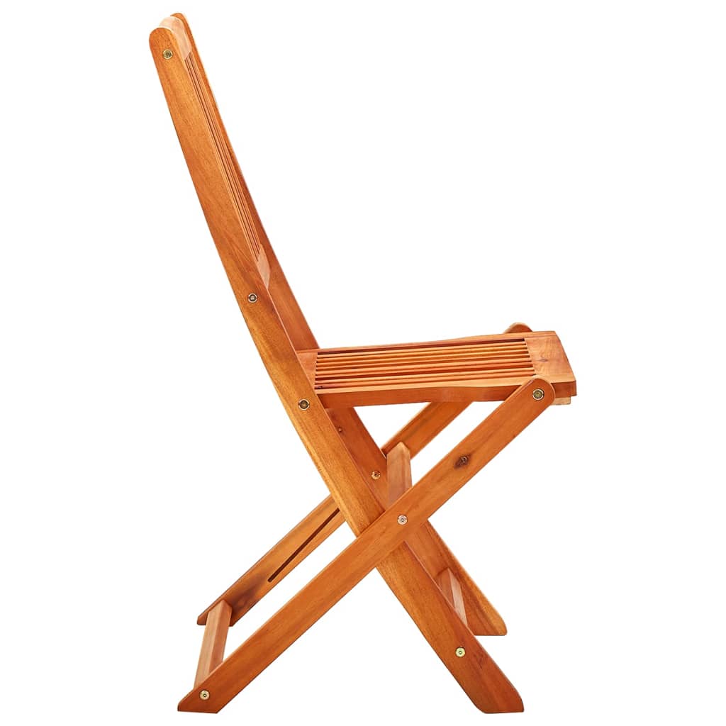 3 pcs conj. jantar exterior dobrável madeira eucalipto maciça - Image 4