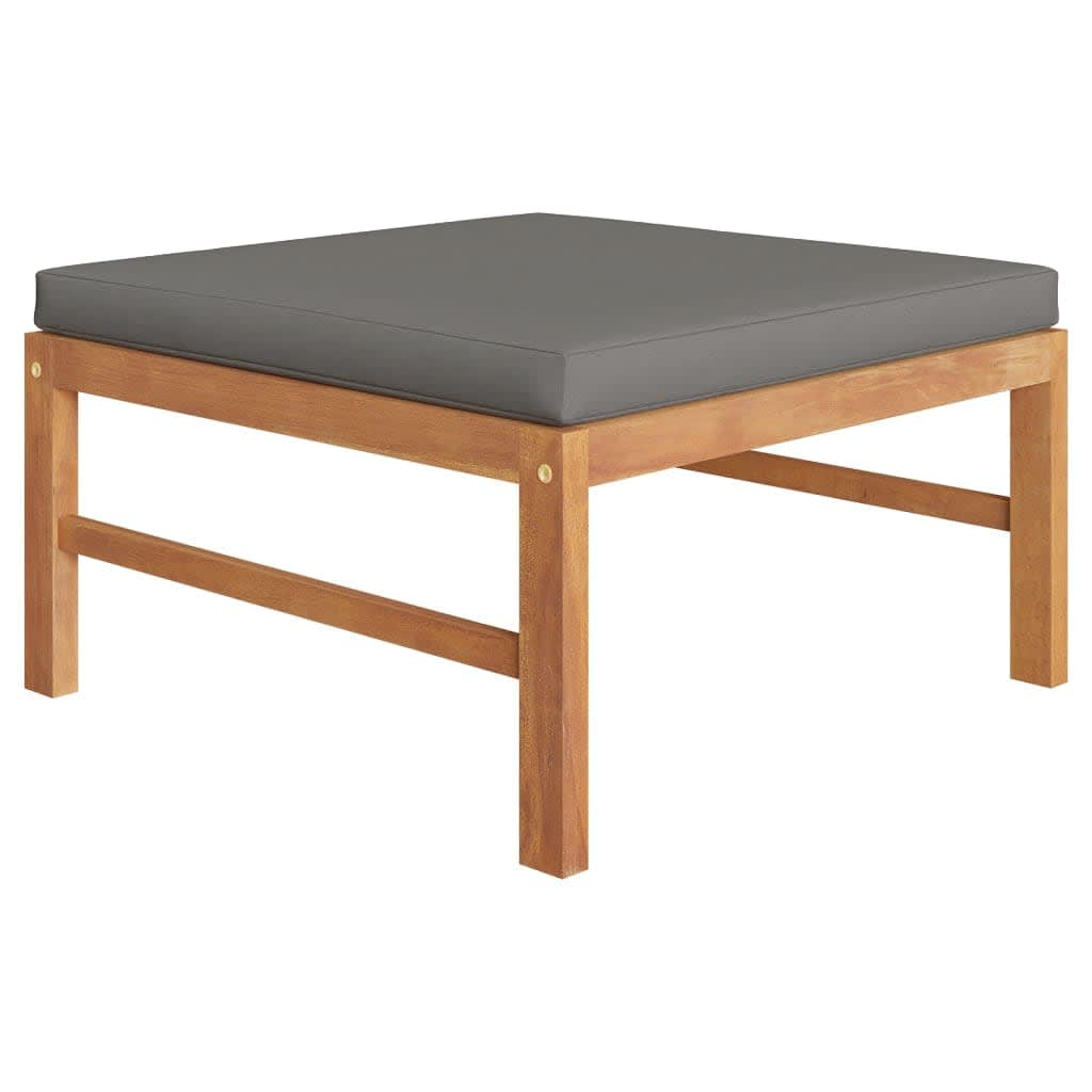 12 pcs conj. lounge jardim c/ almofadões cinzentos teca maciça - Image 5