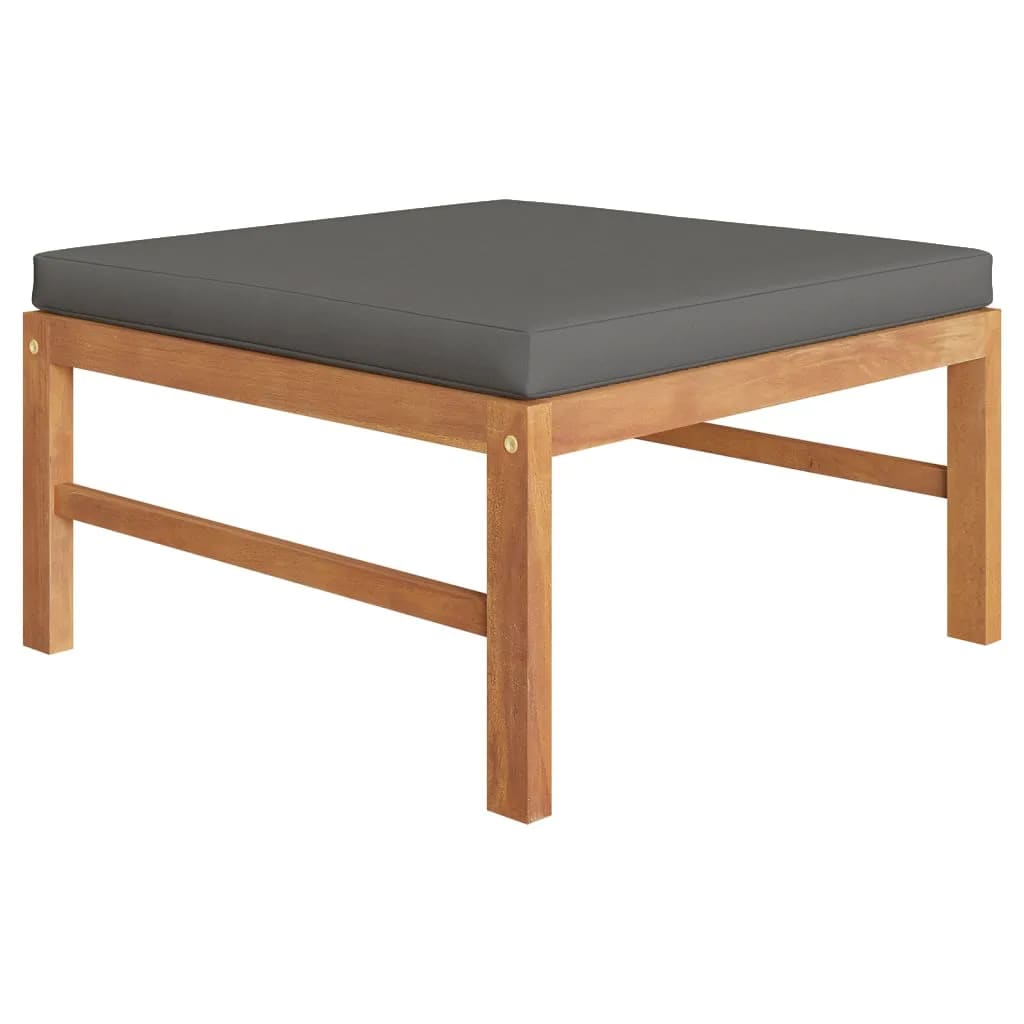4 pcs conj. lounge jardim c/ almofadões cinzentos teca maciça - Image 3