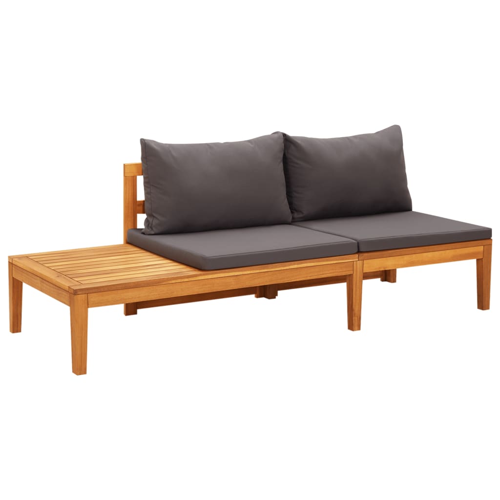 3 pcs conj. lounge de jardim c/ almofadões cinza-escuro acácia - Image 5