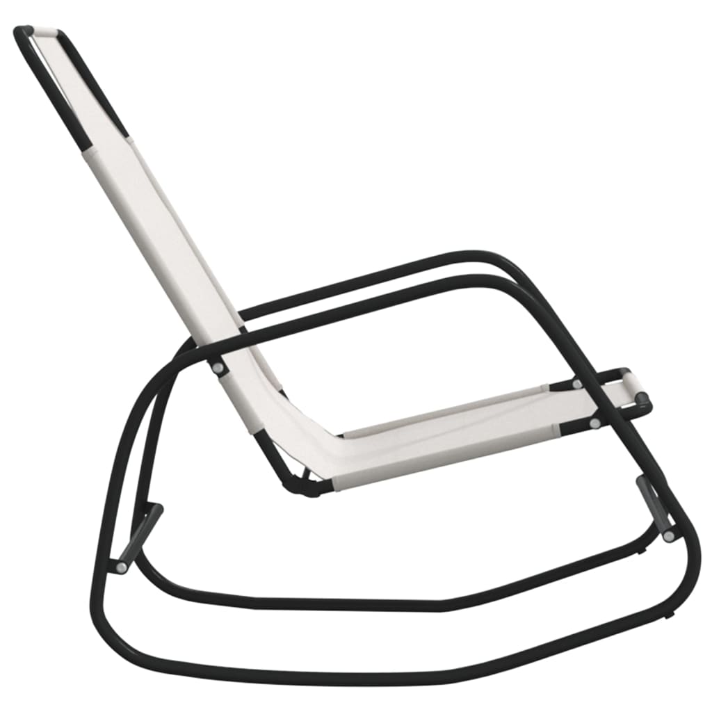 Espreguiçadeira baloiço 2 pcs aço e textilene cor creme - Image 2