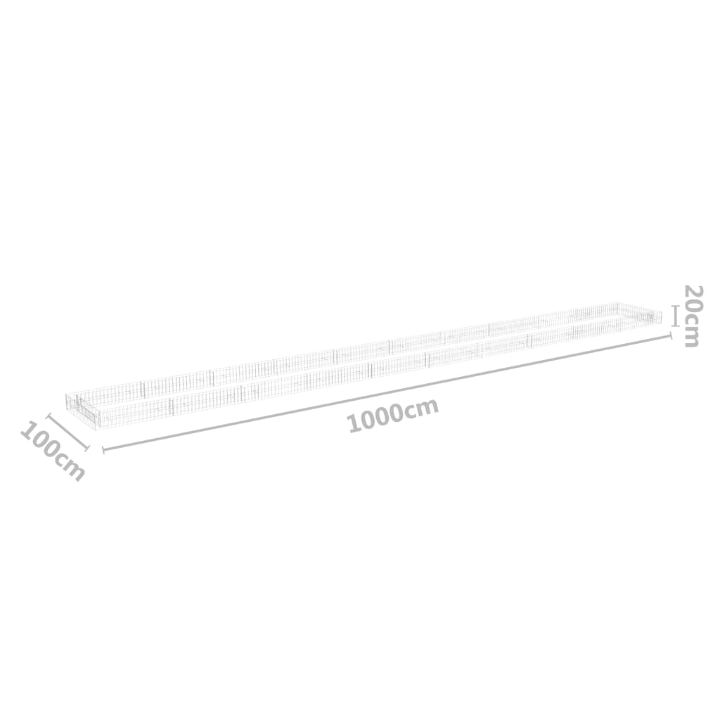 Canteiro elevado/cesto gabião 1000x100x20 cm aço galvanizado - Image 6