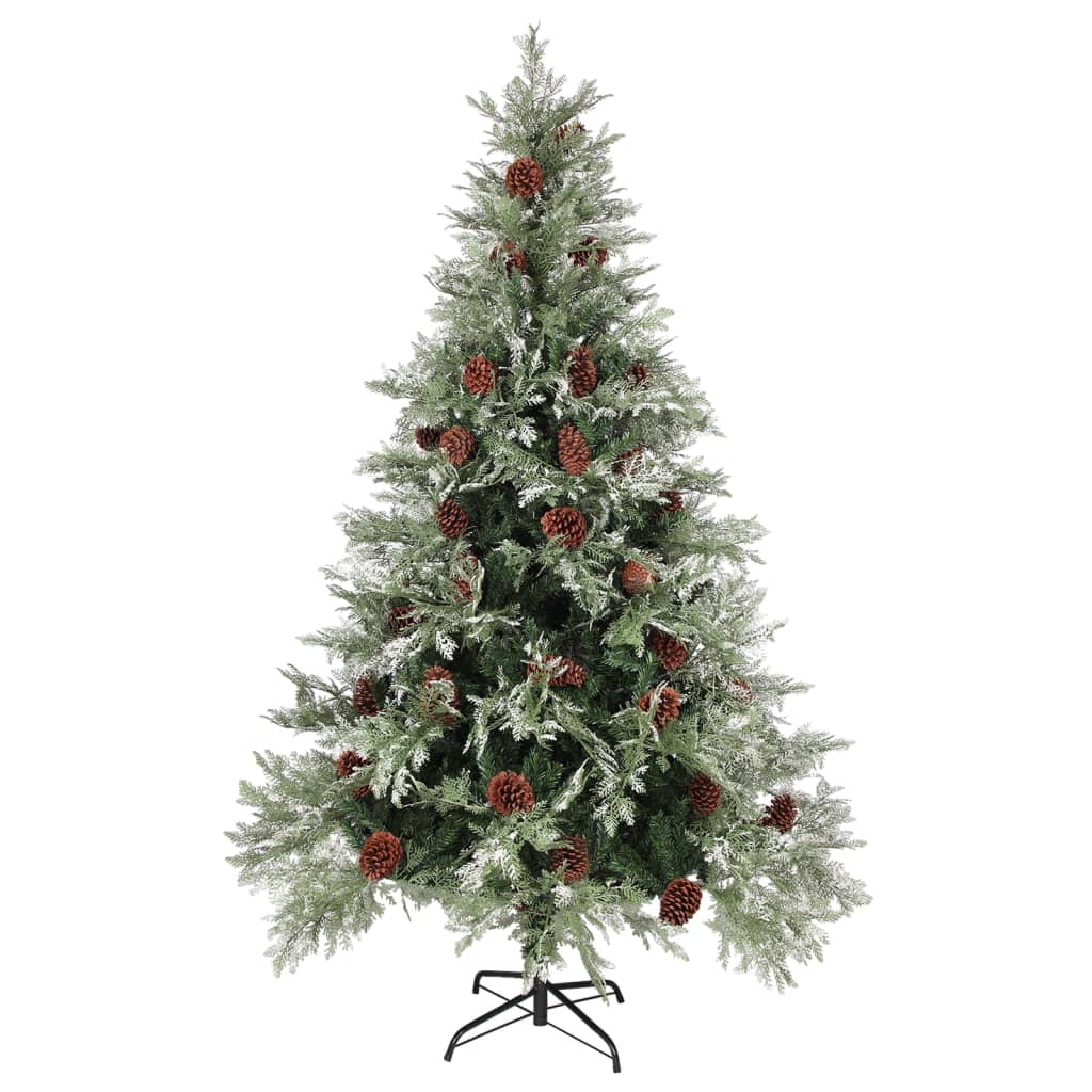 Árvore de Natal com pinhas 120 cm PVC e PE verde e branco - Image 2