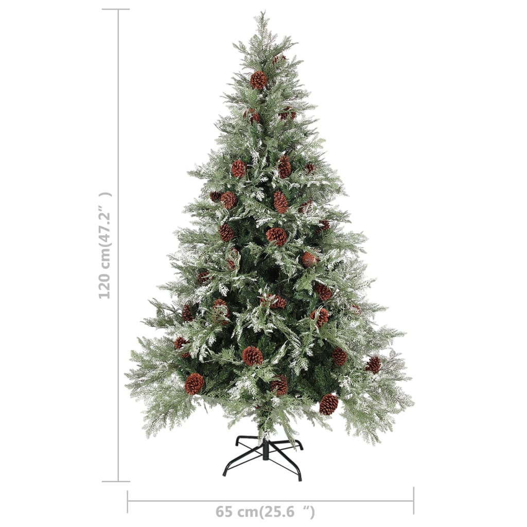 Árvore de Natal com pinhas 120 cm PVC e PE verde e branco - Image 5