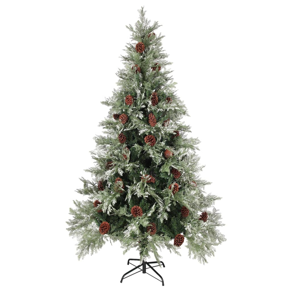 Árvore de Natal com pinhas 195 cm PVC e PE verde e branco - Image 2