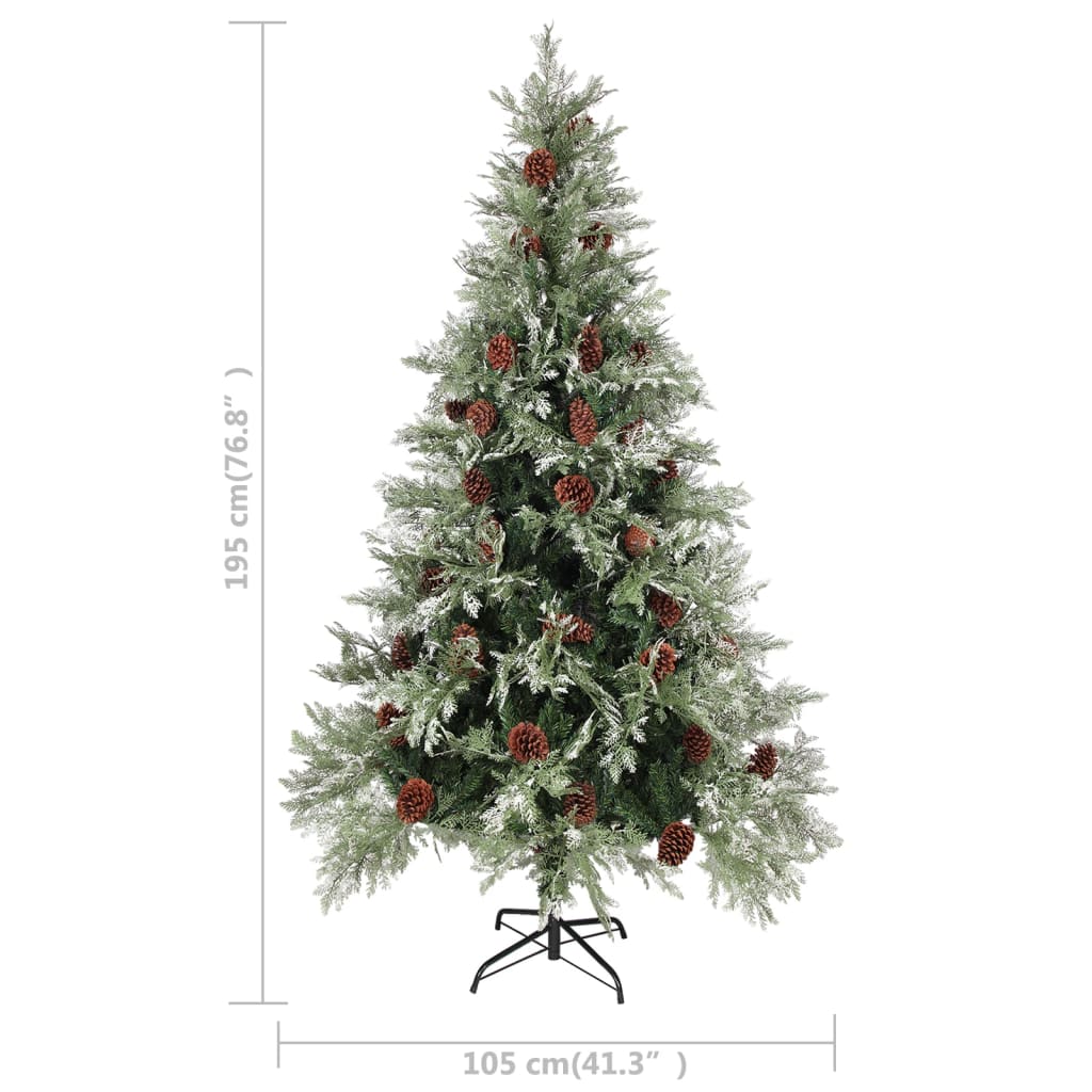 Árvore de Natal com pinhas 195 cm PVC e PE verde e branco - Image 5