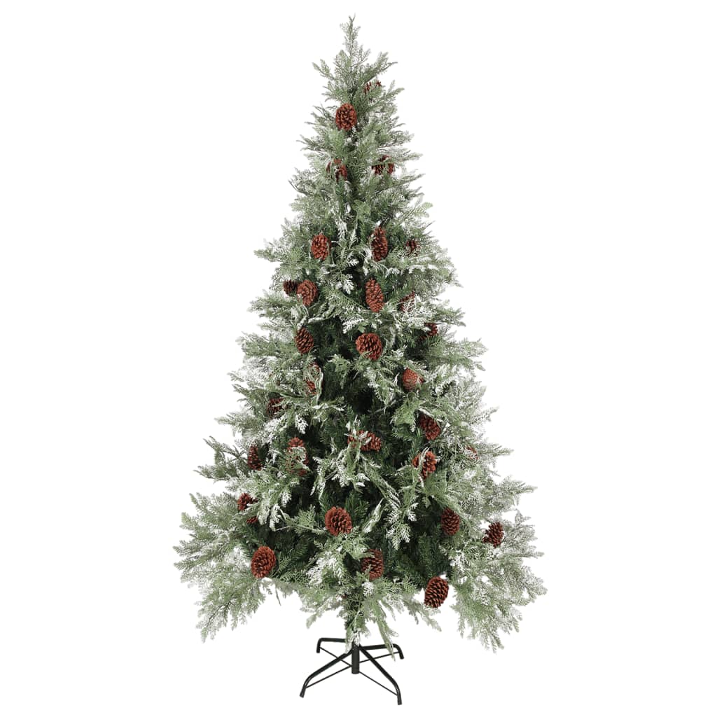 Árvore de Natal com pinhas 225 cm PVC e PE verde e branco - Image 2