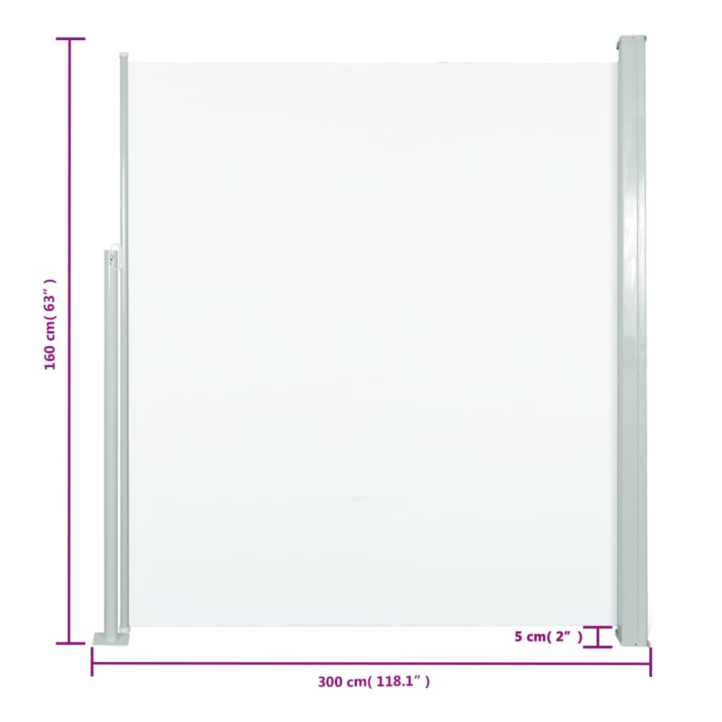 Toldo lateral retrátil para pátio 160x300 cm cor creme - Image 7