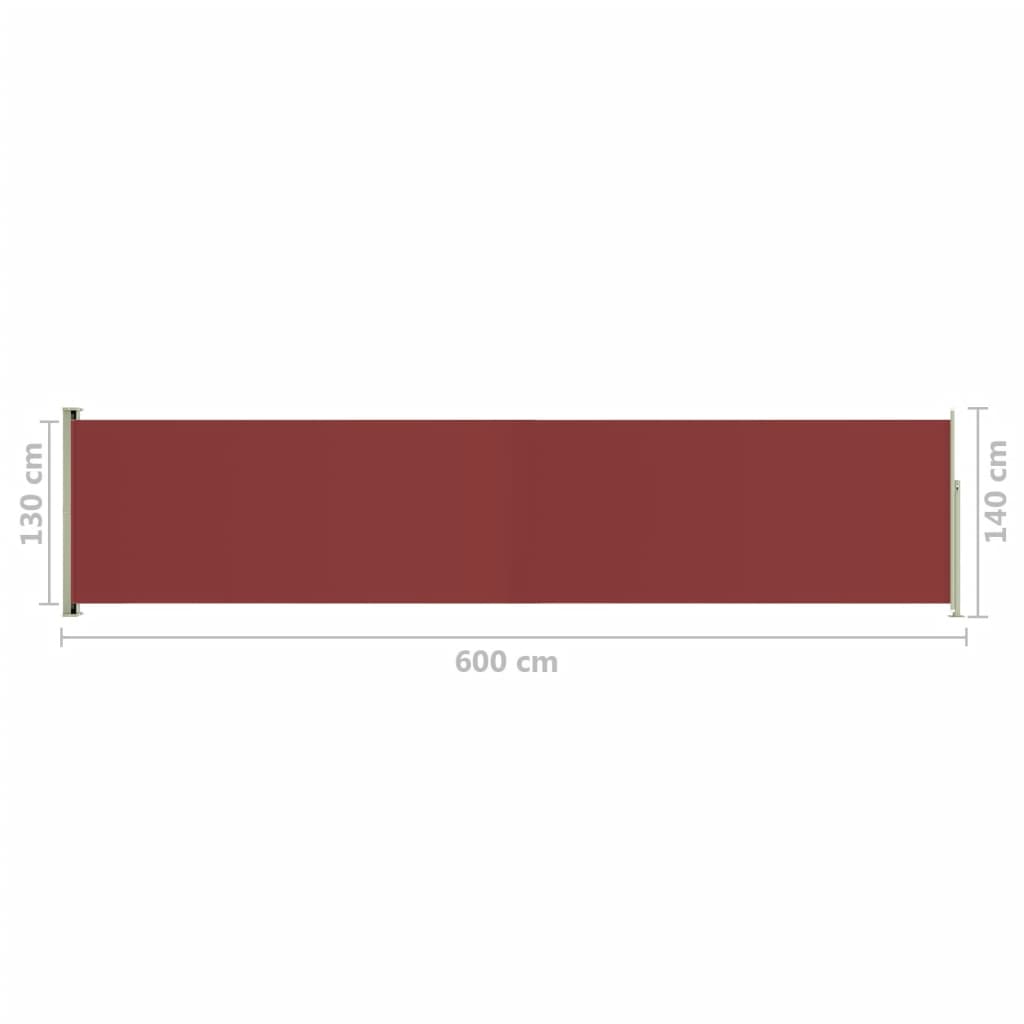 Toldo lateral retrátil para pátio 140x600 cm vermelho - Image 8