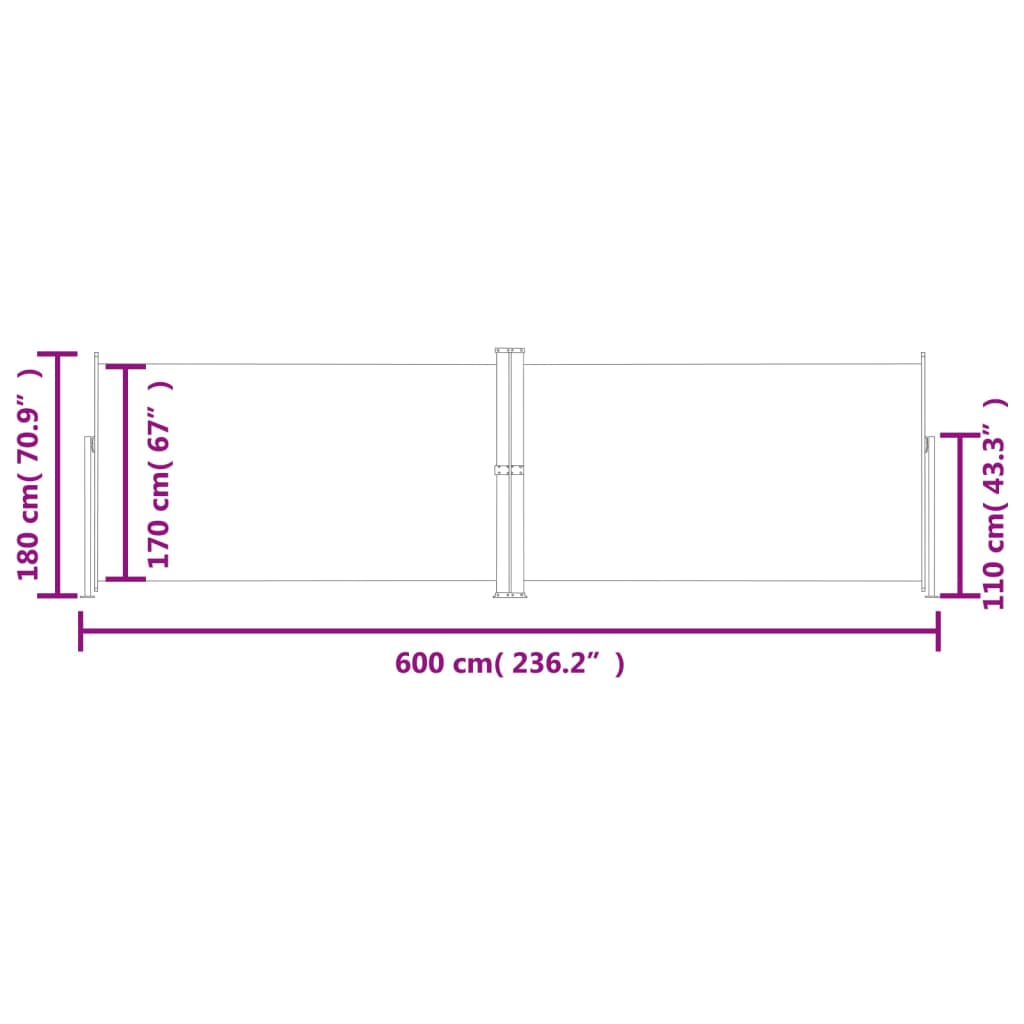 Toldo lateral retrátil 180x600 cm vermelho - Image 8