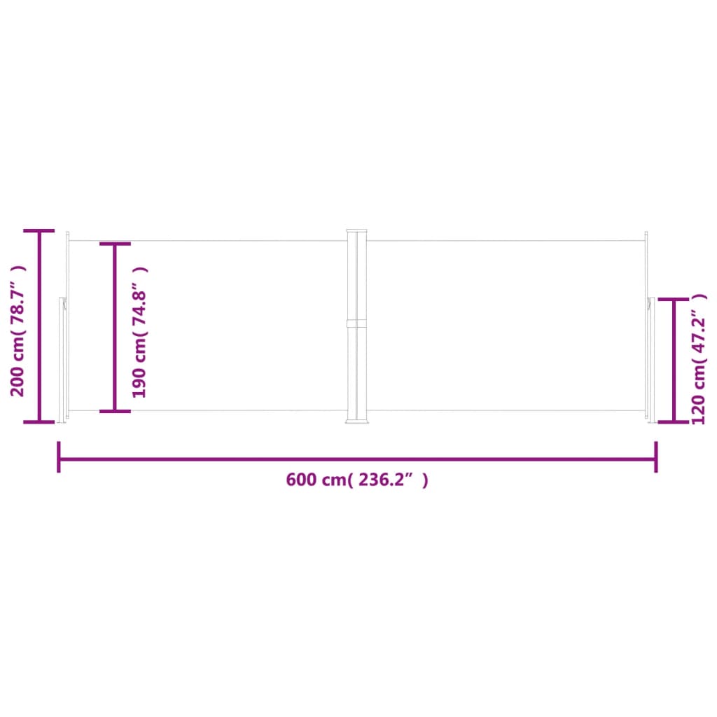 Toldo lateral retrátil 200x600 cm vermelho - Image 8