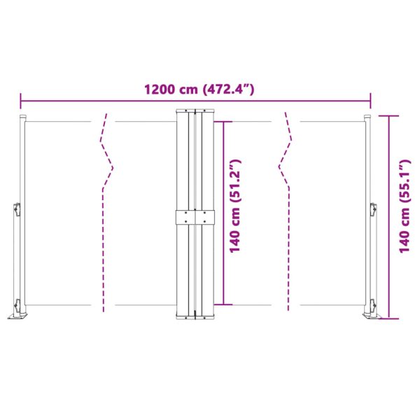 Toldo lateral retrátil 140x1200 cm preto - Image 8