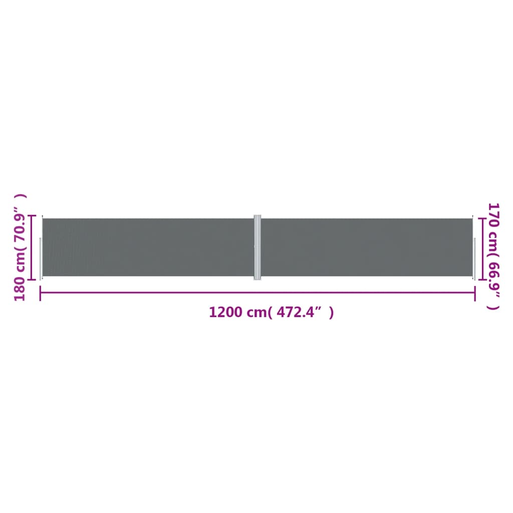 Toldo lateral retrátil 180x1200 cm antracite - Image 8