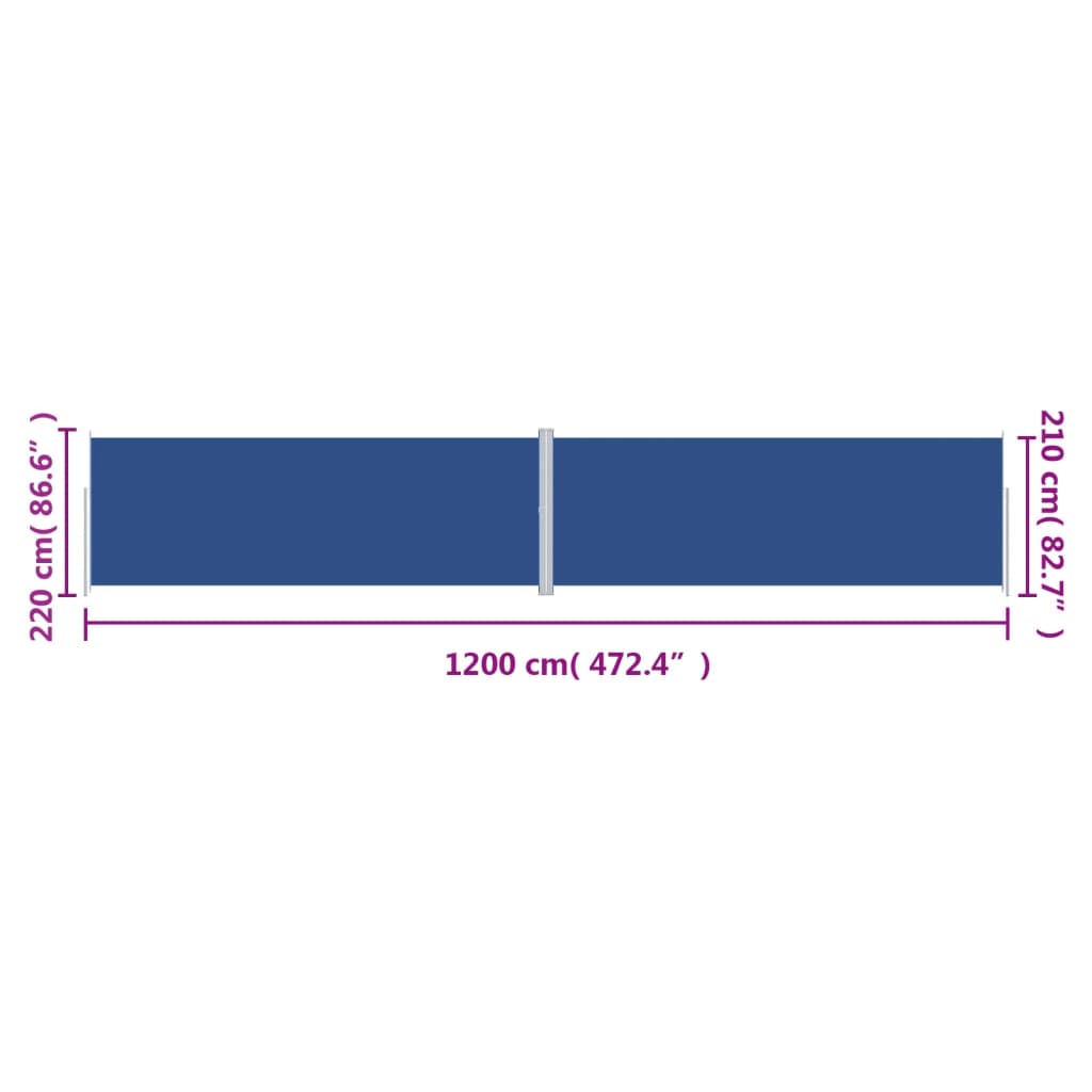 Toldo lateral retrátil 220x1200 cm azul - Image 8