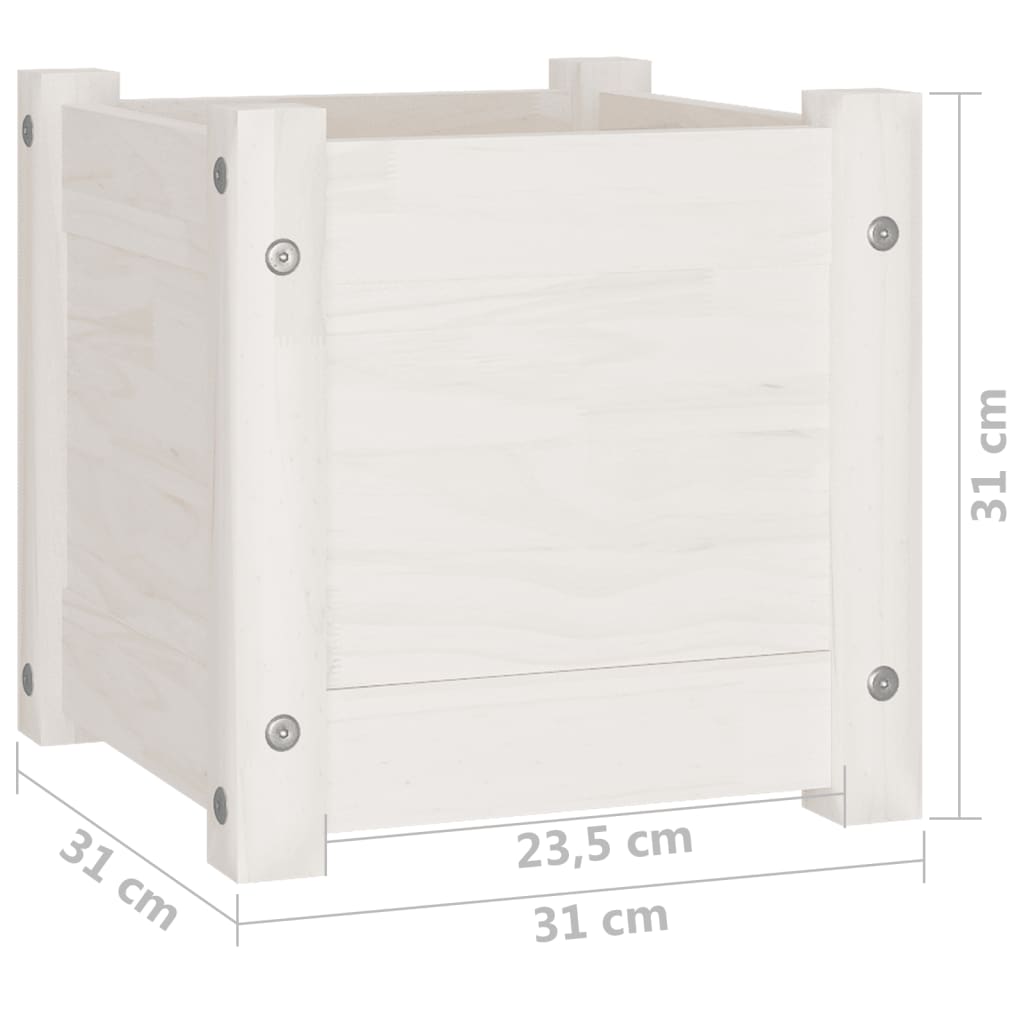 Vaso/floreira de jardim 31x31x31 cm pinho maciço branco - Image 8