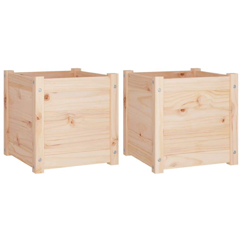 Vasos/floreiras de jardim 2 pcs 40x40x40 cm pinho maciço - Image 2