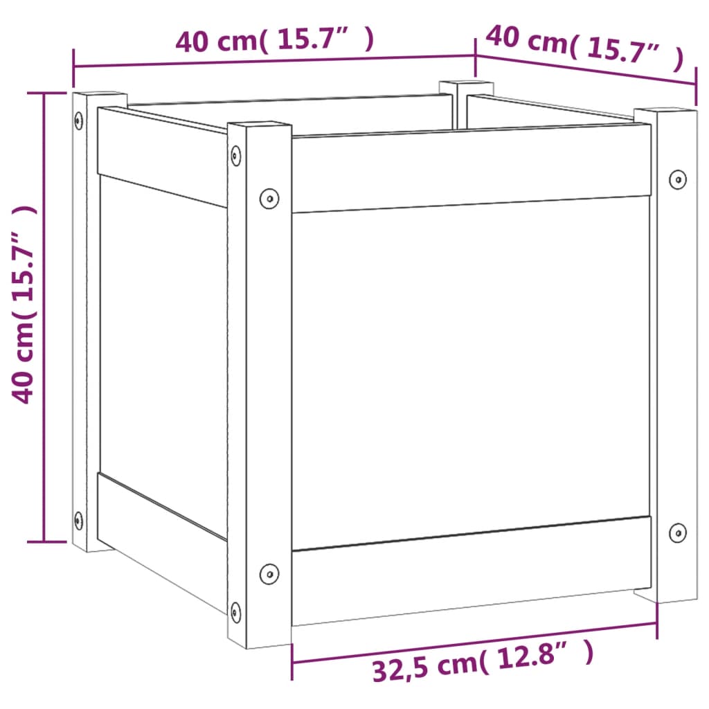 Vasos/floreiras de jardim 2 pcs 40x40x40 cm pinho maciço - Image 9