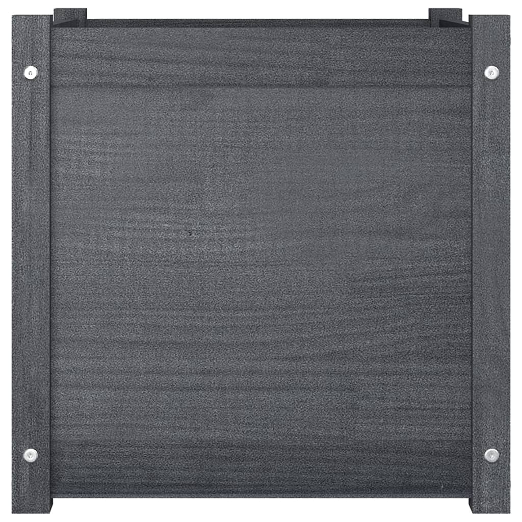 Vaso/floreira de jardim 2 pcs 50x50x50 cm pinho maciço cinzento - Image 4