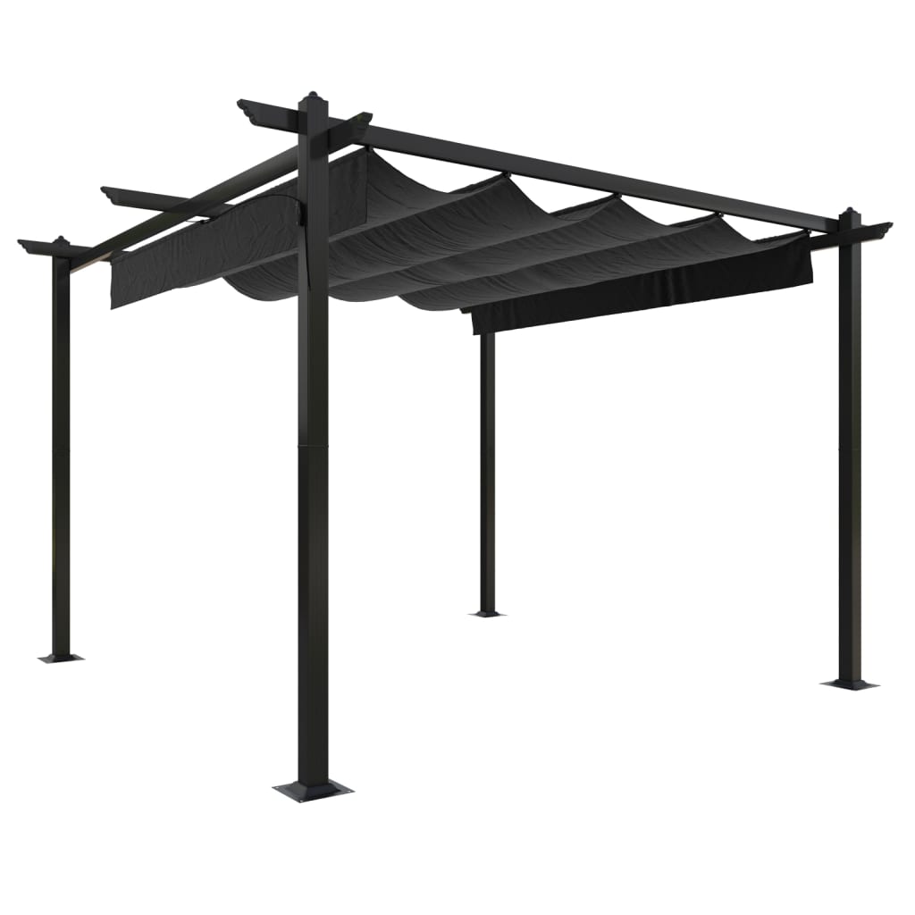 Gazebo de jardim com telhado retrátil 3x3 m antracite - Image 2