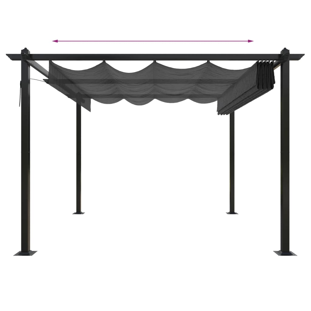 Gazebo de jardim com telhado retrátil 3x3 m antracite - Image 6