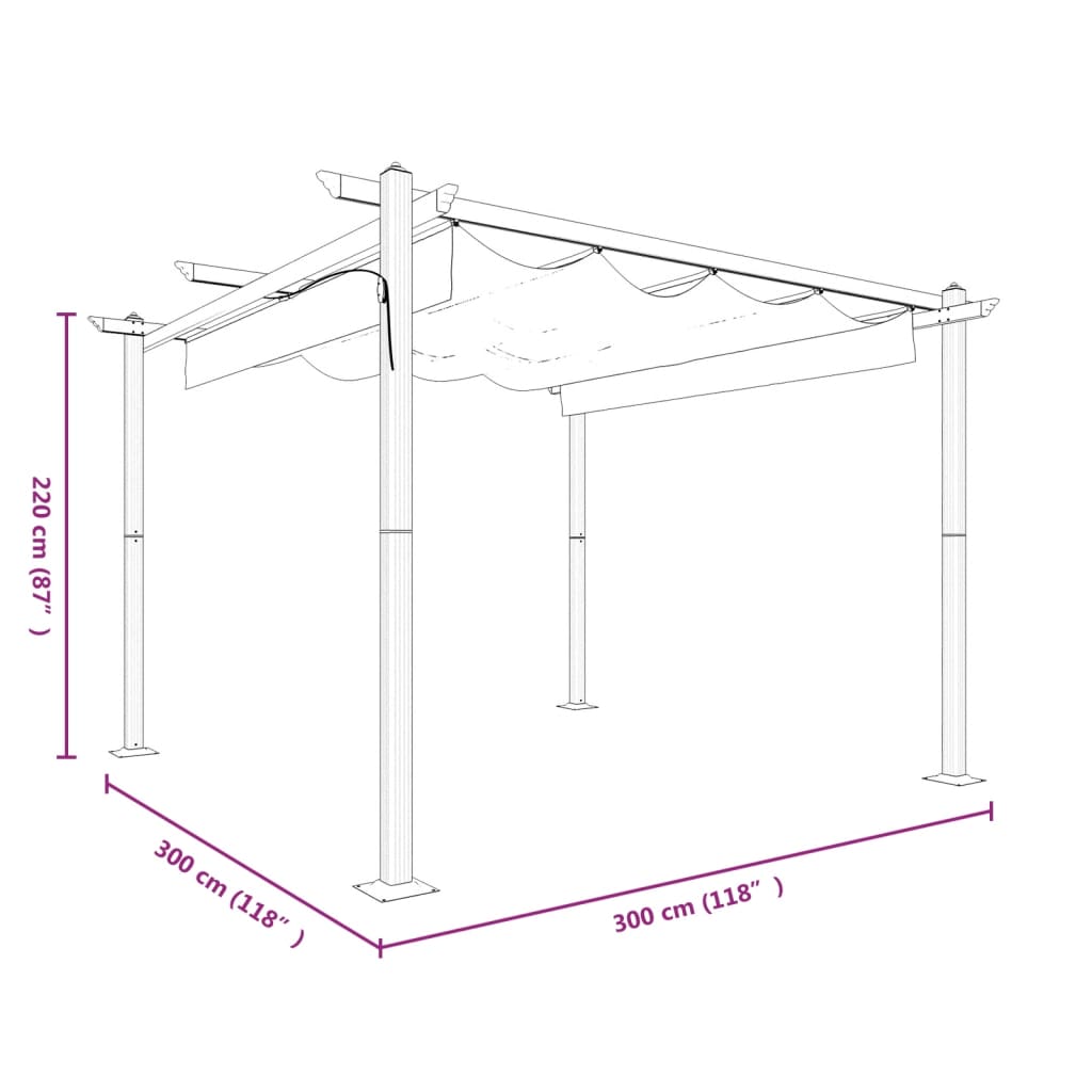 Gazebo de jardim com telhado retrátil 3x3 m antracite - Image 10
