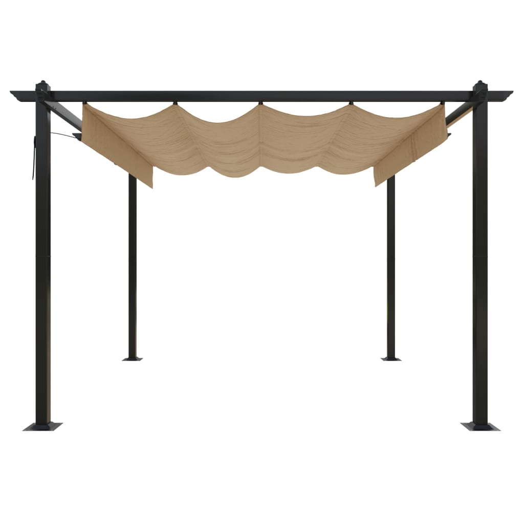 Gazebo de jardim com telhado retrátil 3x3 m cinza-acastanhado - Image 3