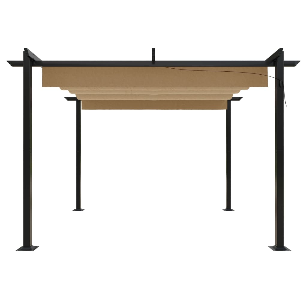 Gazebo de jardim com telhado retrátil 3x3 m cinza-acastanhado - Image 4