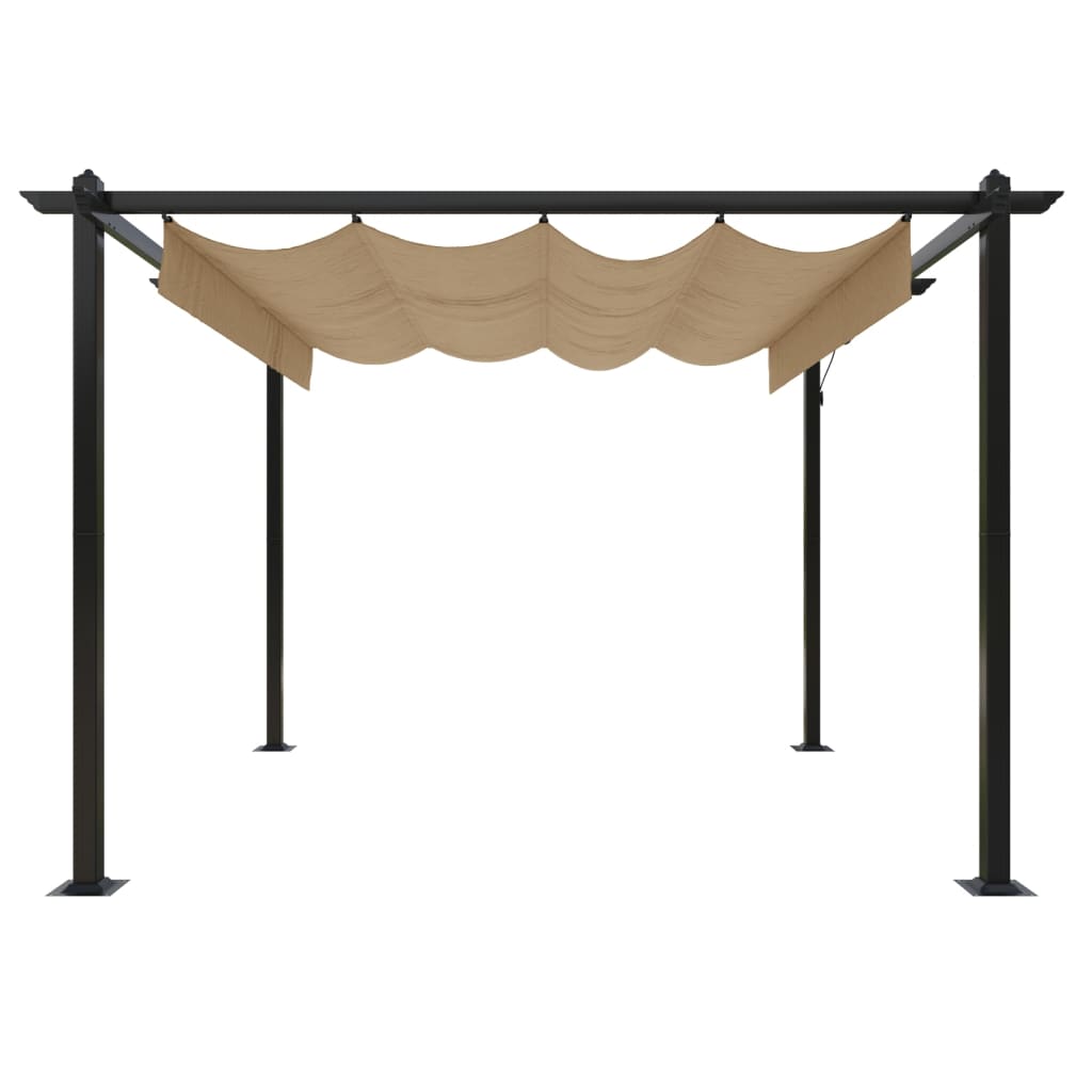 Gazebo de jardim com telhado retrátil 3x3 m cinza-acastanhado - Image 5