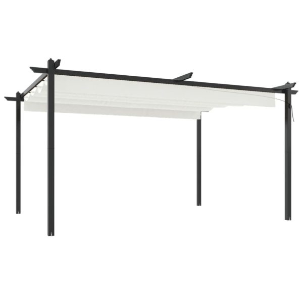 Gazebo de jardim com telhado retrátil 4x3 m cor creme - Image 2