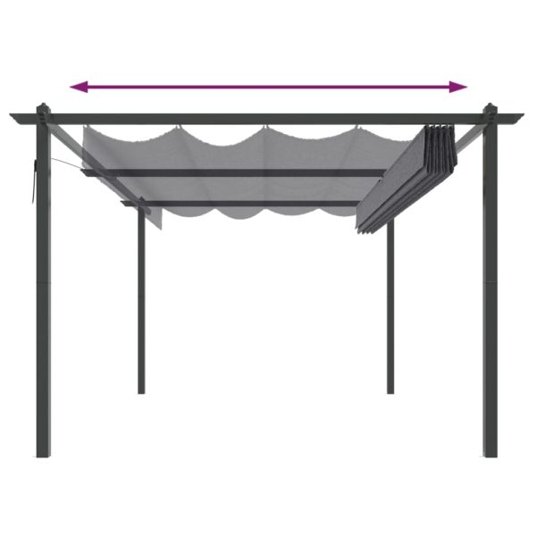 Gazebo de jardim com telhado retrátil 4x3 m antracite - Image 5