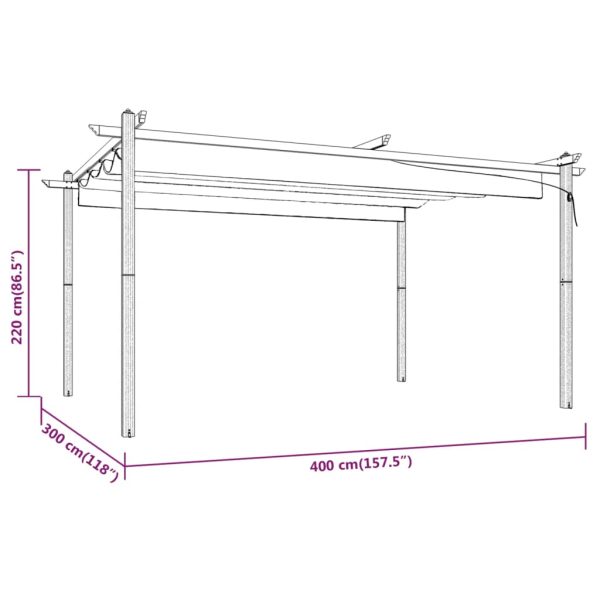 Gazebo de jardim com telhado retrátil 4x3 m antracite - Image 8