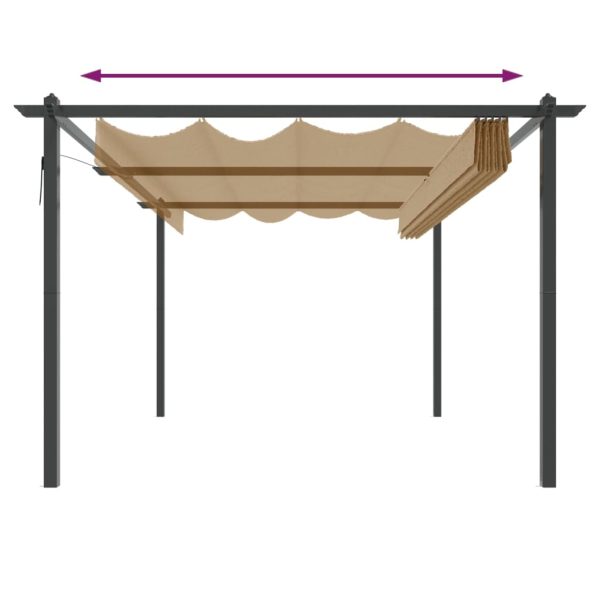 Gazebo de jardim com telhado retrátil 4x3 m cinza-acastanhado - Image 5