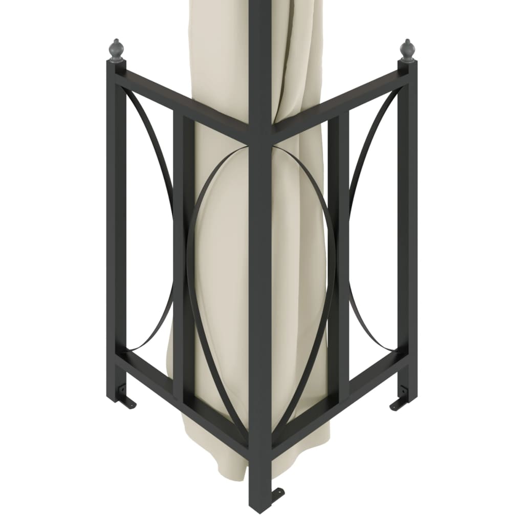 Gazebo com paredes laterais e telhado duplo 3x3 m cor creme - Image 5